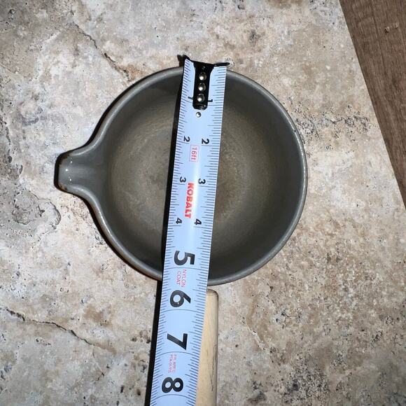 Vintage Le Creuset #14 cm Flame Orange Enamel Cast Iron Saucepan w/ Wood Handle - Picture 13 of 13